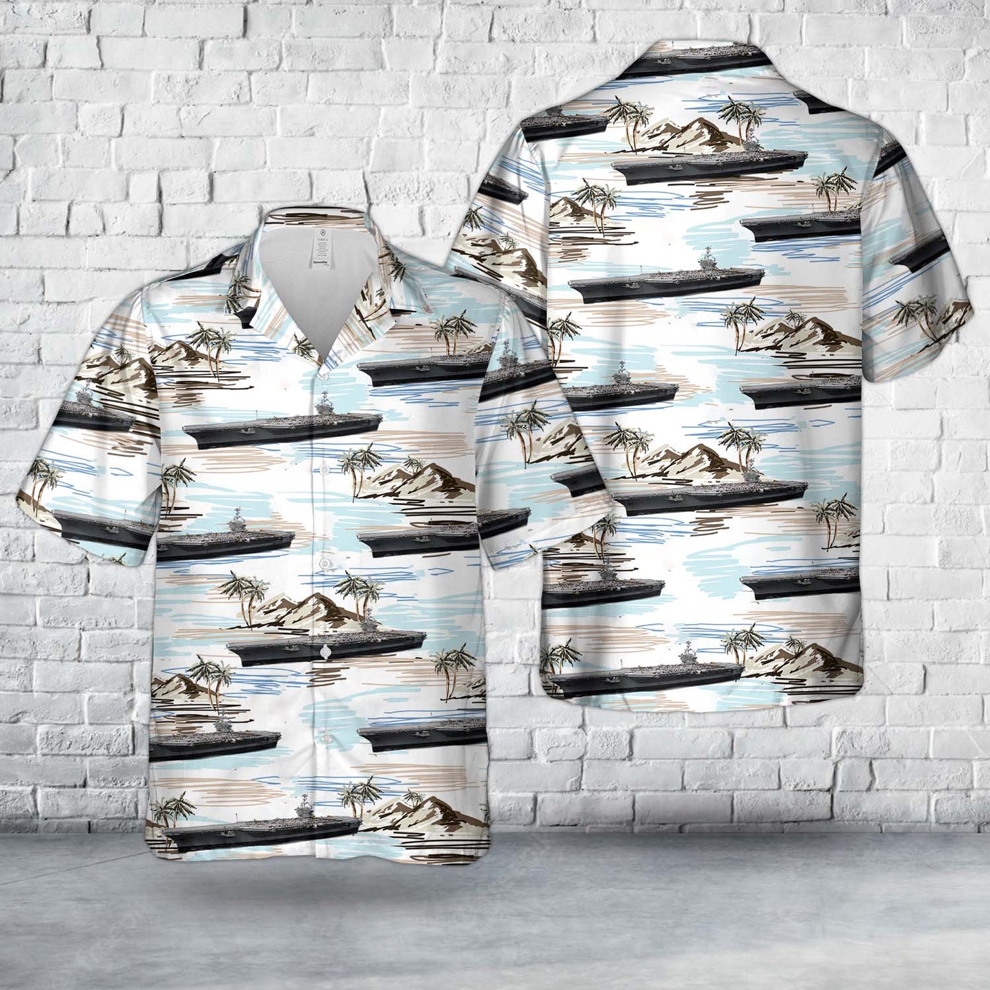US Navy Nimitz-class aircraft carrier Hawaiian Shirt