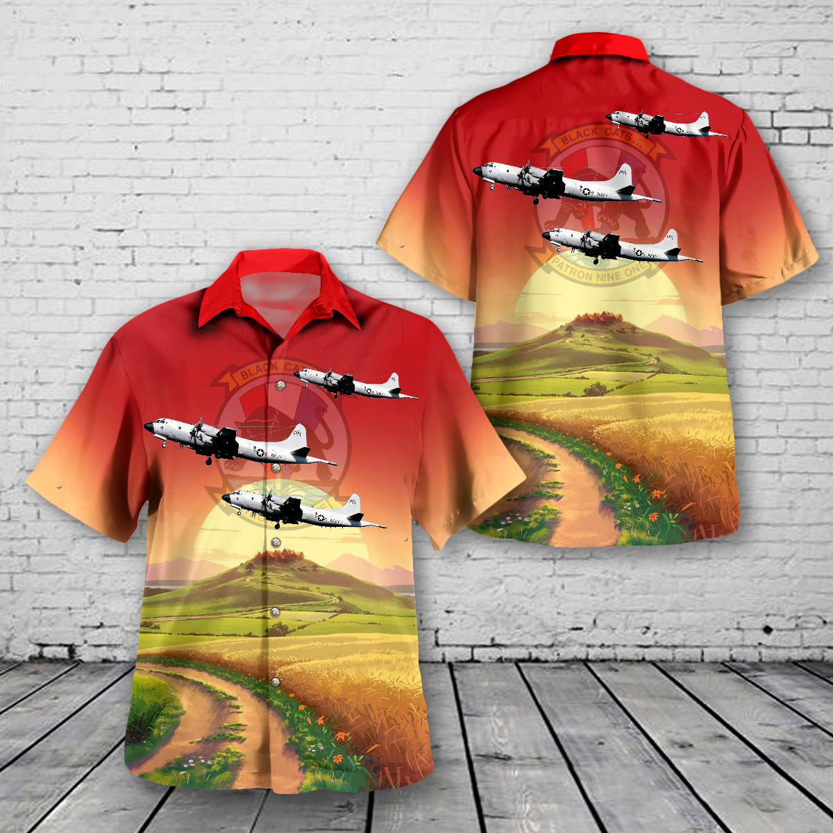 US Navy Reserve P-3 of VP-91 'Black Cats' Hawaiian Shirt
