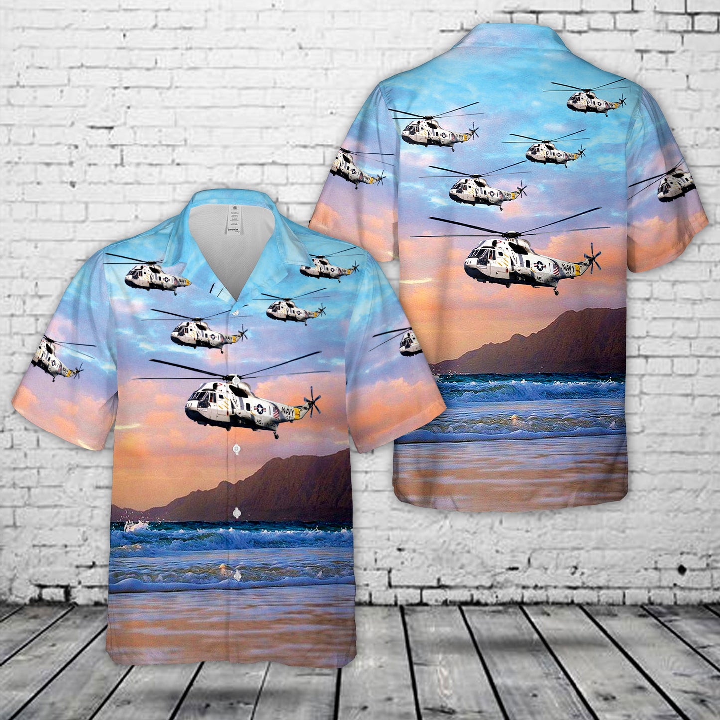 US Navy SH-3H Sea King HS-2 Hawaiian Shirt