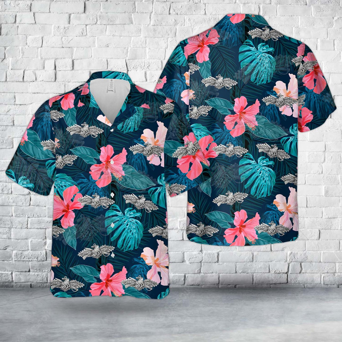 US Navy Seabee Combat Warfare Specialist (SCWS) insignia - Enlisted Hawaiian Shirt