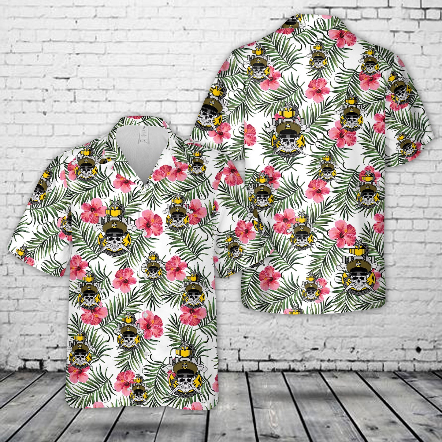 US Navy Senior Chief Skull and Cross Bones with anchor Hawaiian Shirt