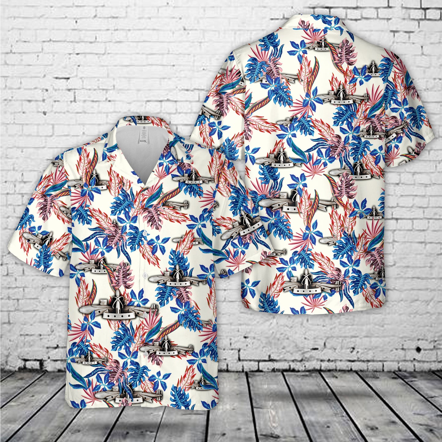 US Navy Silver SSBN Deterrent Patrol insignia Hawaiian Shirt