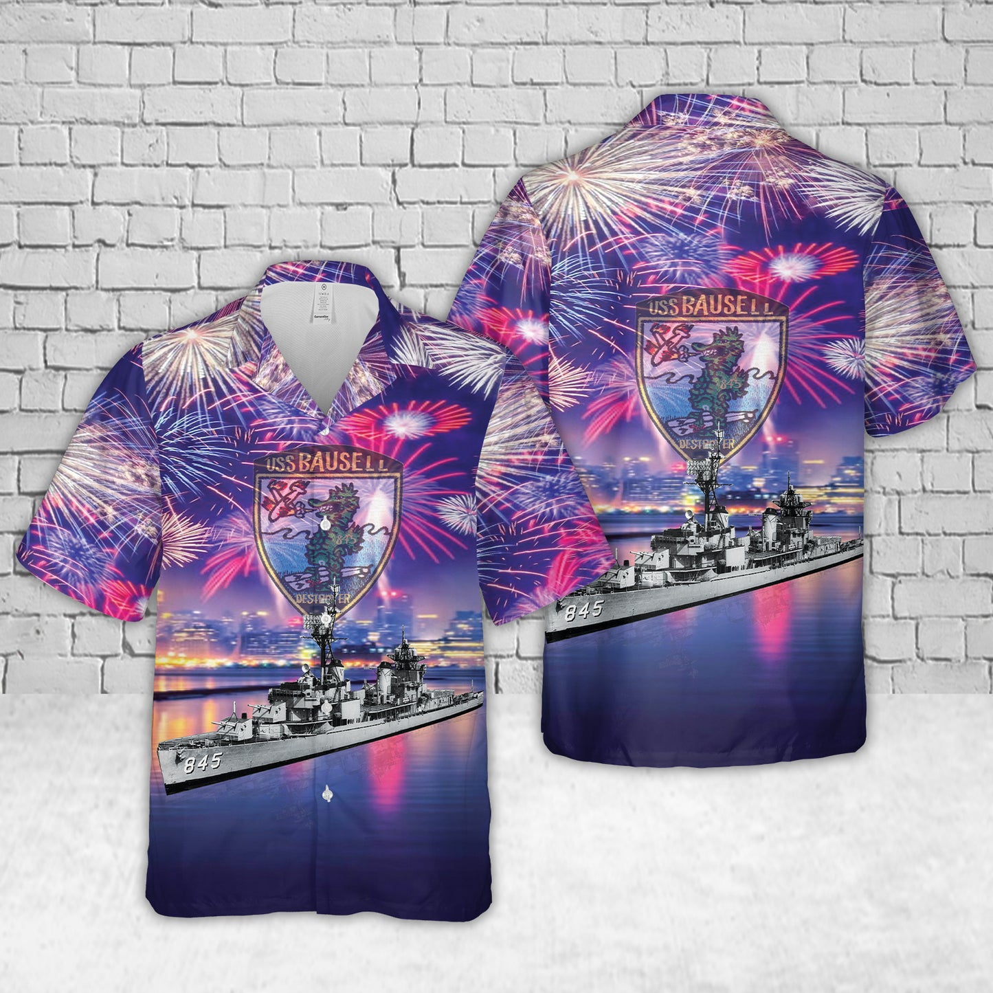 US Navy USS Bausell (DD-845) 4th Of July Hawaiian Shirt