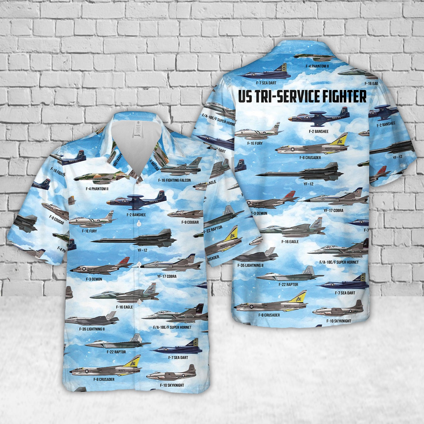 US Tri-Service Fighter Aircraft Hawaiian Shirt