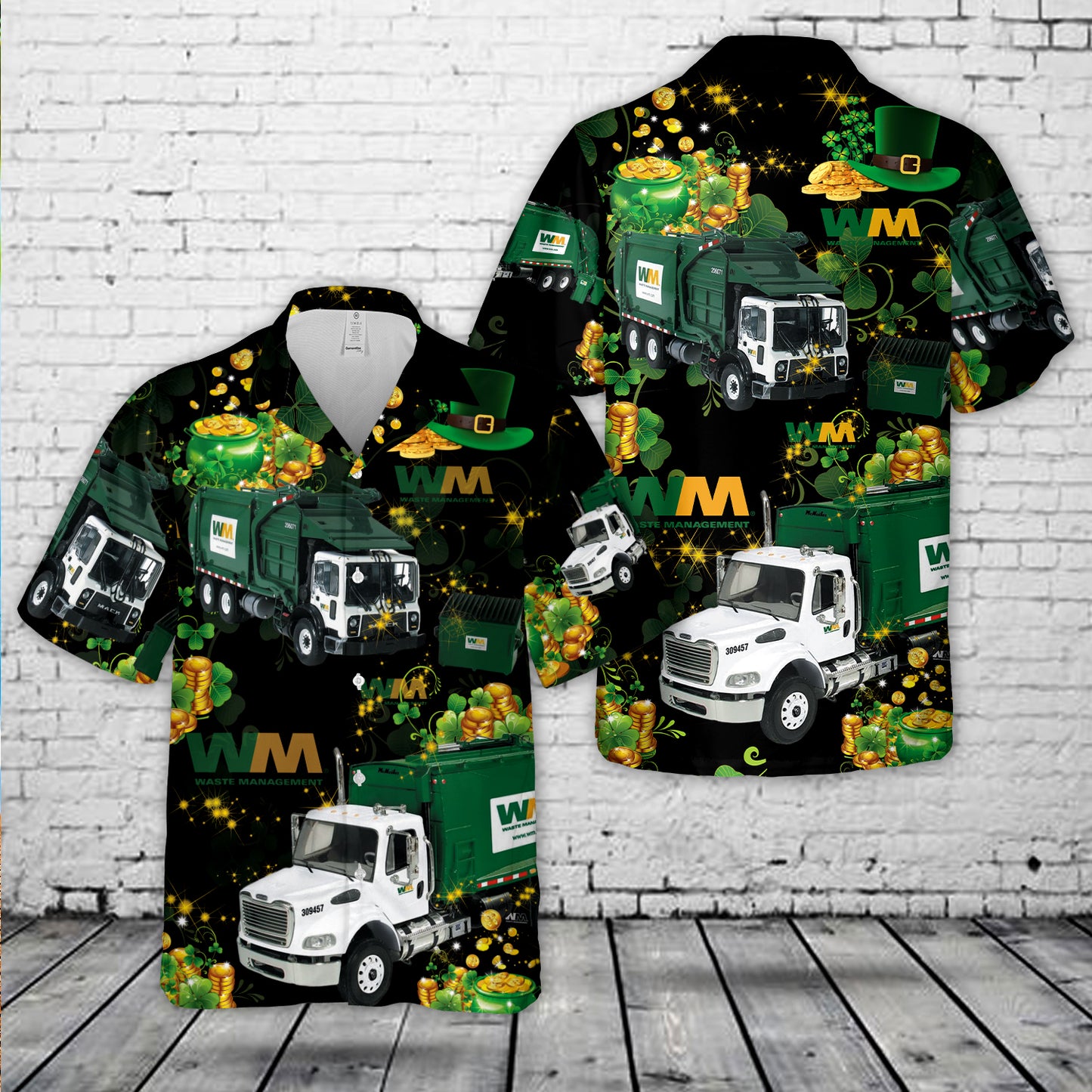 US Waste Management Garbage Truck Patrick'Day Hawaiian Shirt