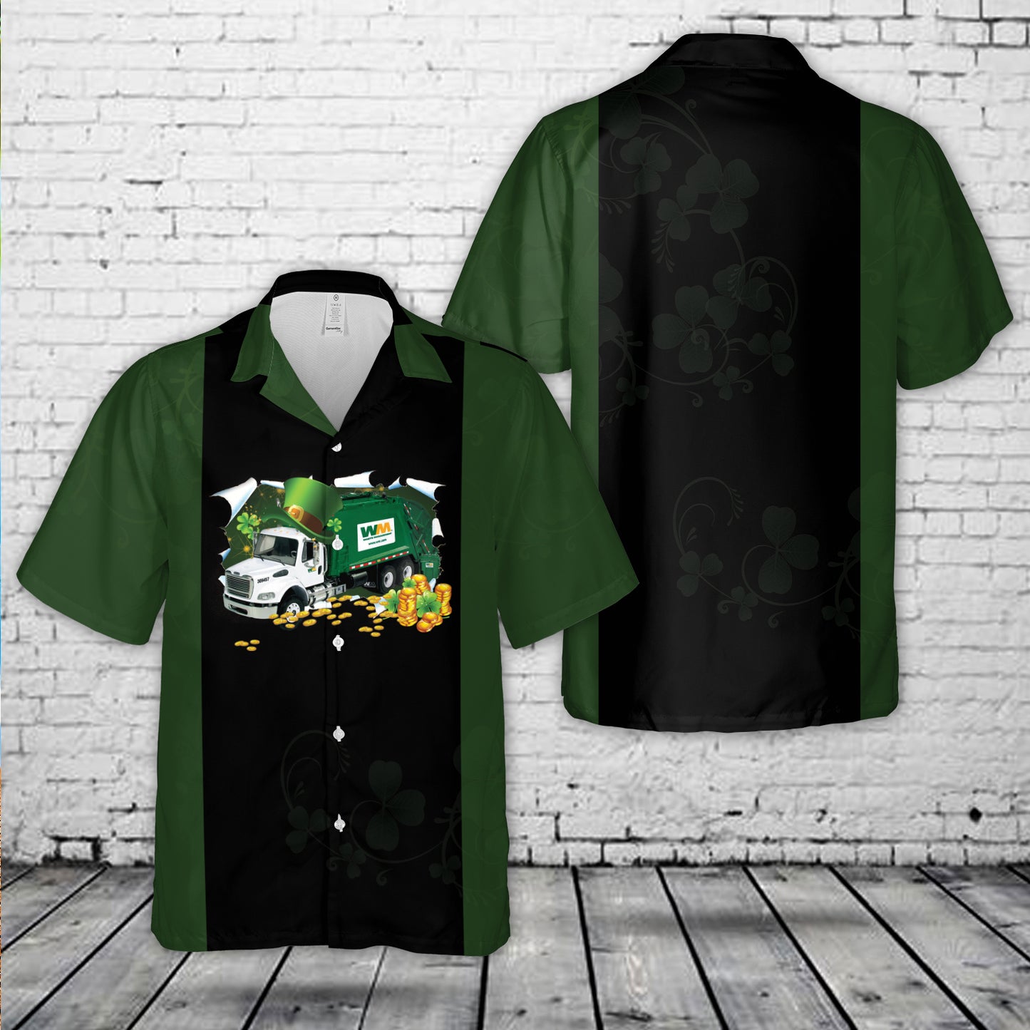 US Waste Management Garbage Truck Patrick'Day Hawaiian Shirt
