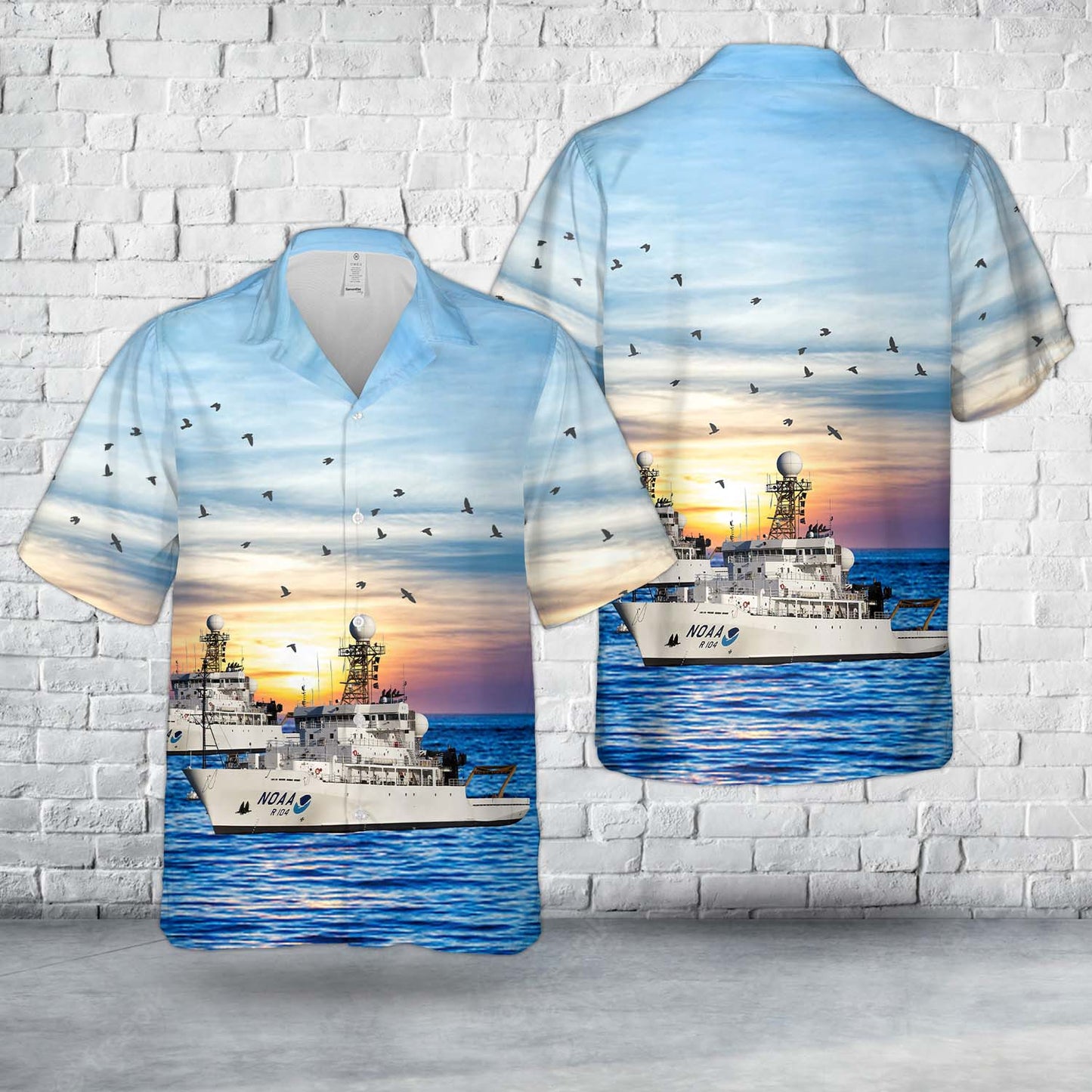 United States National Oceanic and Atmospheric Administration NOAAS Ronald H. Brown (R 104) Hawaiian Shirt