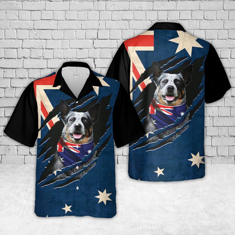 Blue Heeler (Australian Cattle Dog) Australia Day Hawaiian Shirt