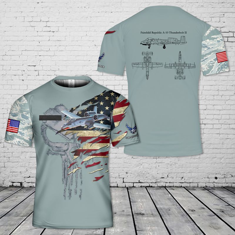 US Air Force Fairchild Republic A-10 Thunderbolt II T-Shirt 3D