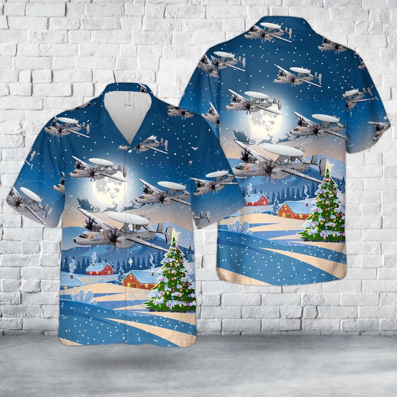 US Navy Northrop Grumman E-2 Hawkeye Christmas Hawaiian Shirt