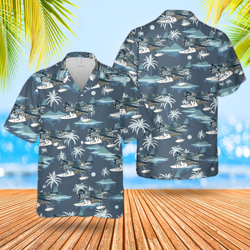US Navy Vought OS2U Kingfisher Hawaiian Shirt