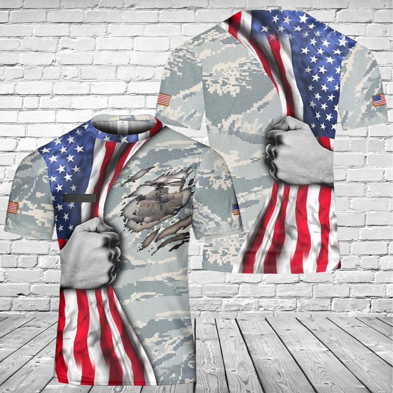 Custom Name US Air Force Sikorsky MH-53 Pave Low T-Shirt 3D