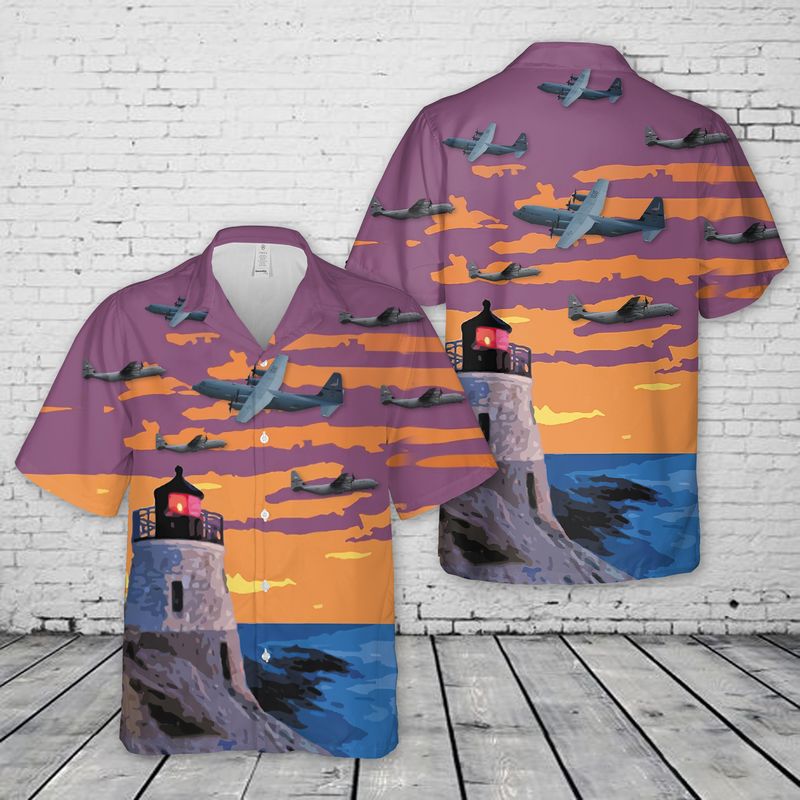 Rhode Island Air National Guard 143d Airlift Squadron Lockheed C-130J-30 Hercules Hawaiian Shirt