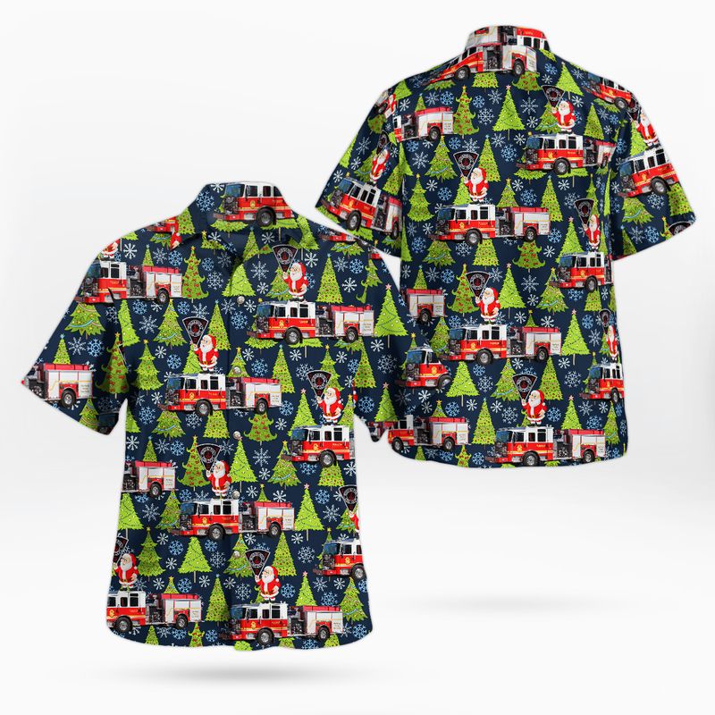 Indianapolis Fire Department Engine Christmas Hawaiian Shirt