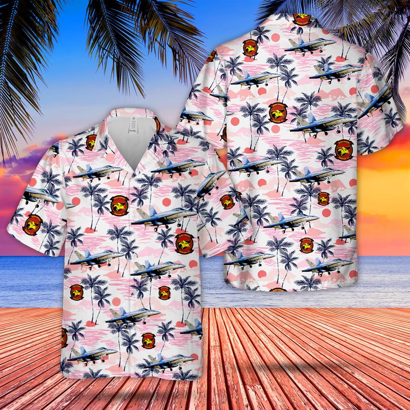 US Navy strike fighter squadron Strike Fighter Squadron 87 (VFA-87) Boeing F/A-18E Super Hornet Hawaiian Shirt