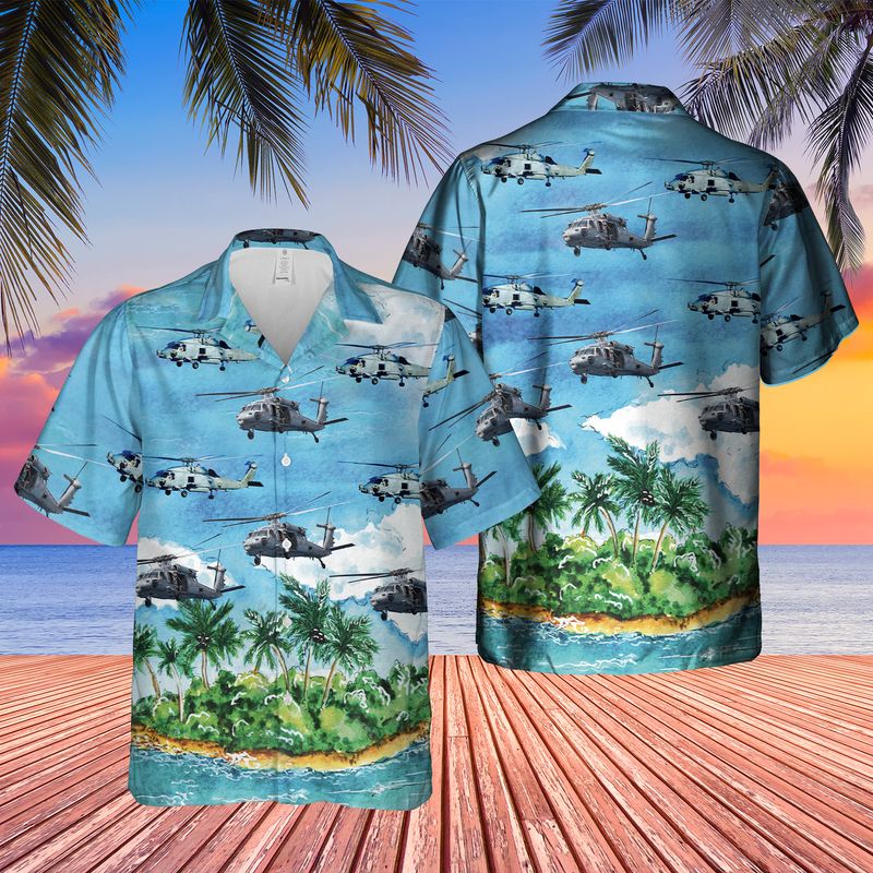 US Navy MH-60 Seahawk Helicopter Hawaiian Shirt
