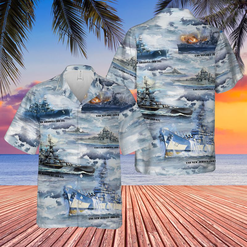 The Naval Battleships Of World War II US Navy Hawaiian Shirt