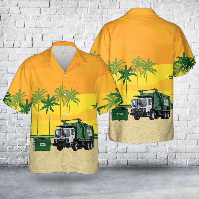 US Waste Management Garbage Truck Hawaiian Shirt