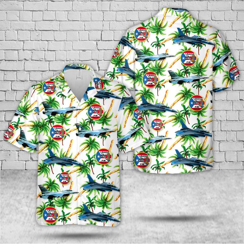 F-16 198th FS Bucaneros Puerto Rico Air National Guard Hawaiian Shirt