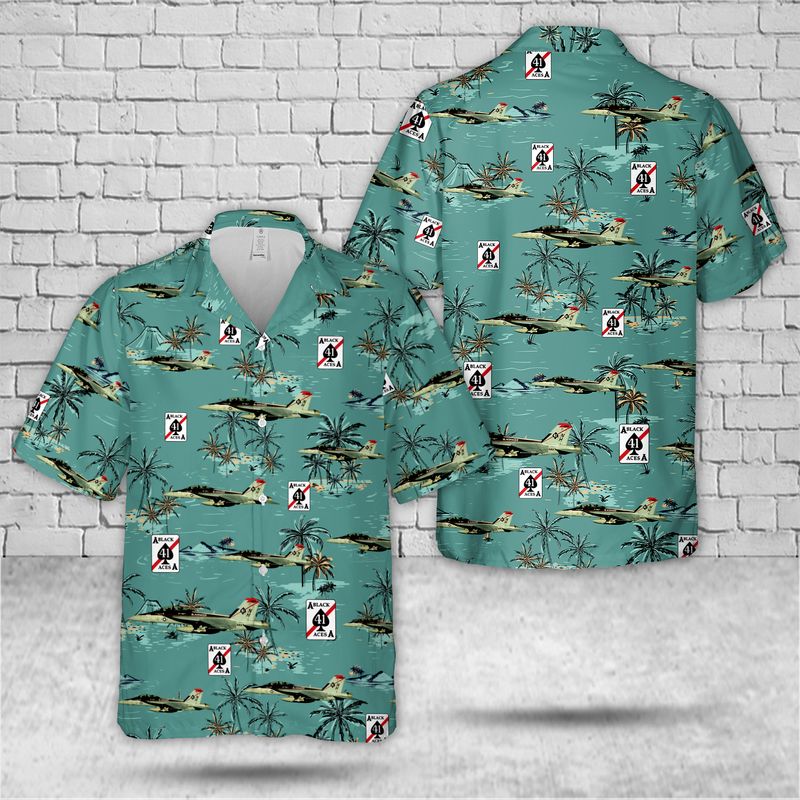 US Navy VFA-41 Black Aces F/A-18F Super Hornet Hawaiian Shirt