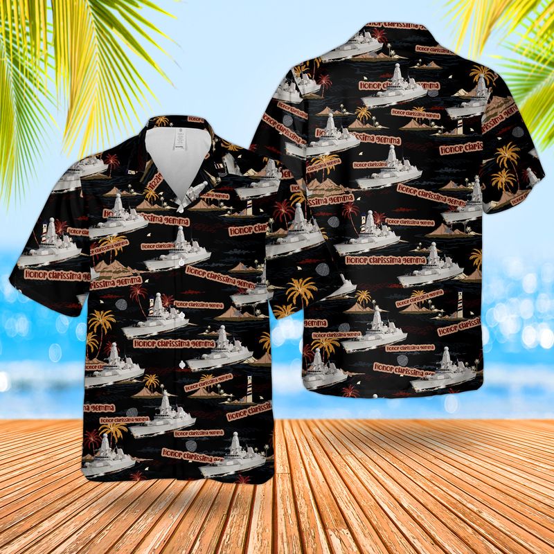 Royal Navy RN HMS Diamond (D34) Type 45 Daring-class Guided missile destroyer Hawaiian Shirt