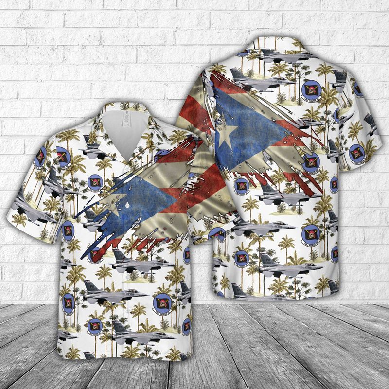 Puerto Rico Air National Guard 198th Fighter Squadron Block 15 F-16A ADF Fighting Falcon 82-0995 Hawaiian Shirt