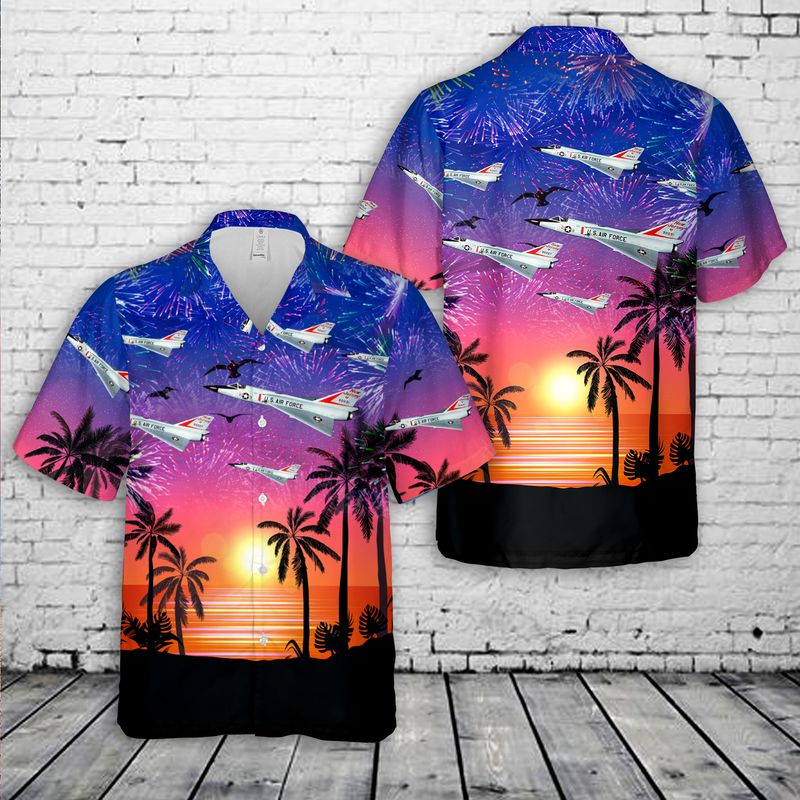 US Air Force Convair F-106 Delta Dart New Jersey 4th Of July Hawaiian Shirt