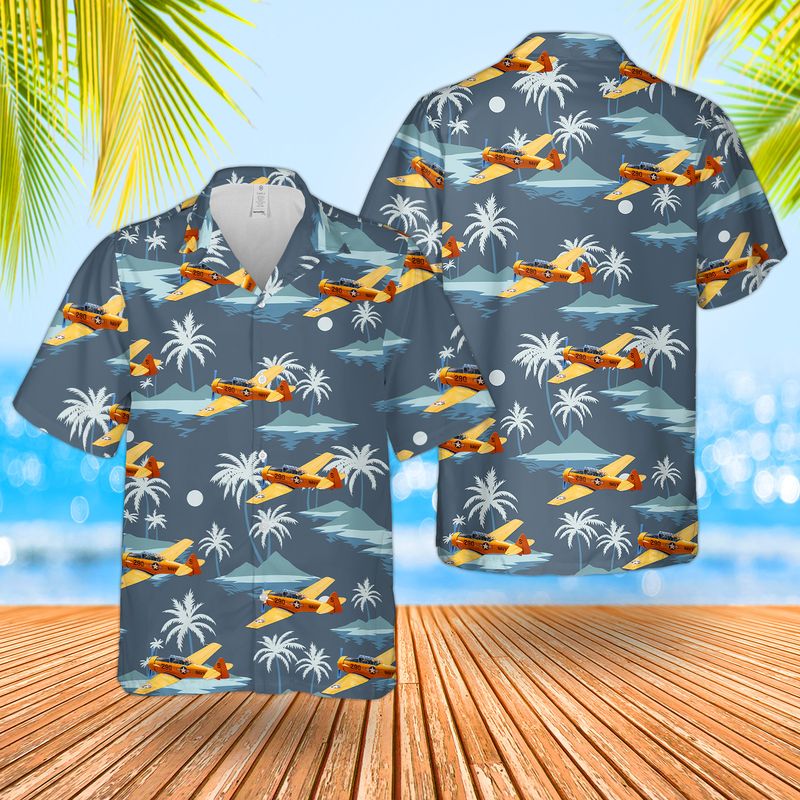 US Navy North American SNJ-5 Texan Hawaiian Shirt