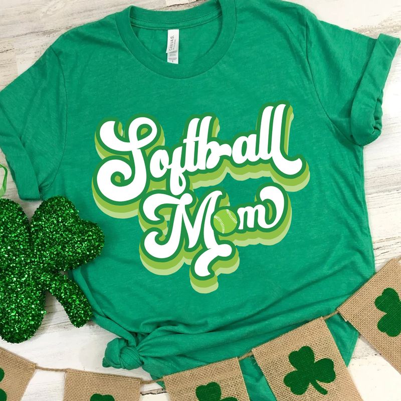 Softball Mom Retro Patrick Day Shirt