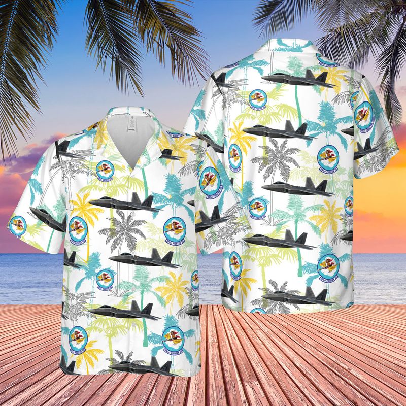 US Air Force 301st Fighter Squadron F-22A Raptor Hawaiian Shirt