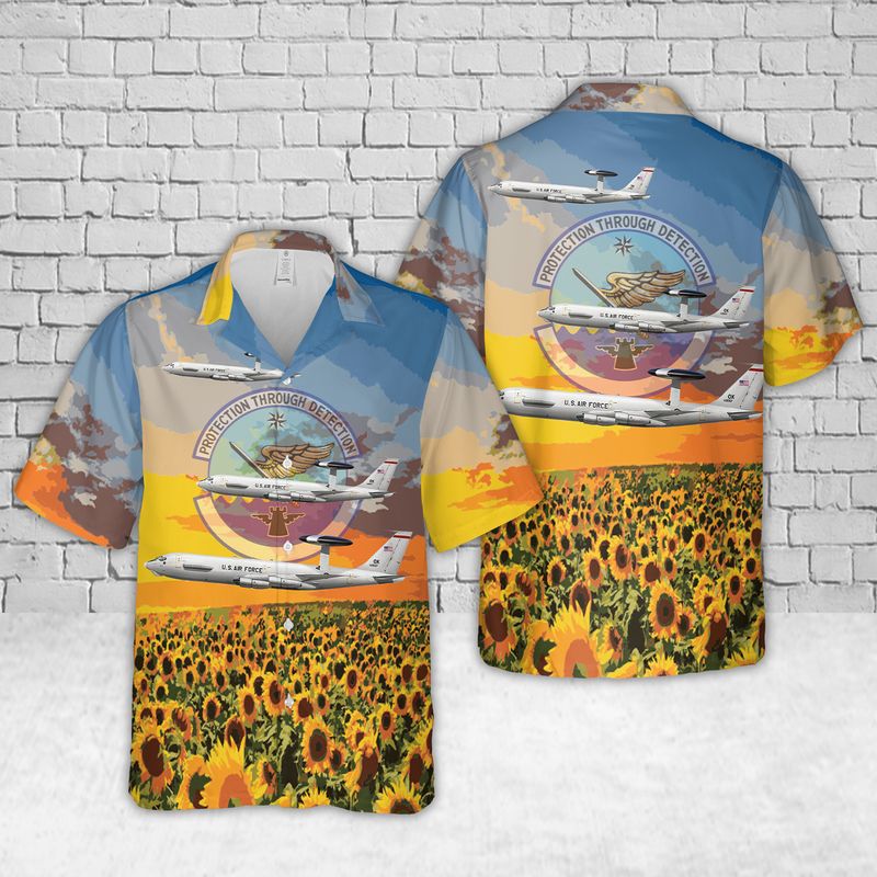 US Air Force 960th Airborne Air Control Squadron E-3B Sentry Hawaiian Shirt