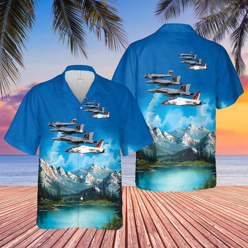 US Navy EA-6B, FA-18E, FA-18C and T-45 Of VX-23 Salty Dogs Hawaiian Shirt