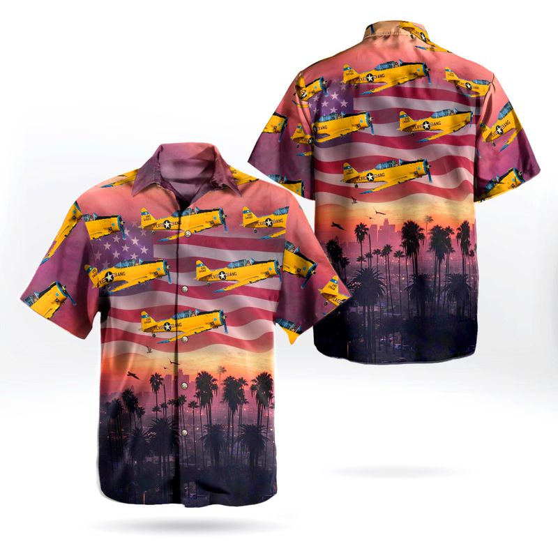 Texas Air National Guard North American T-6 Texan Independence Day Hawaiian Shirt