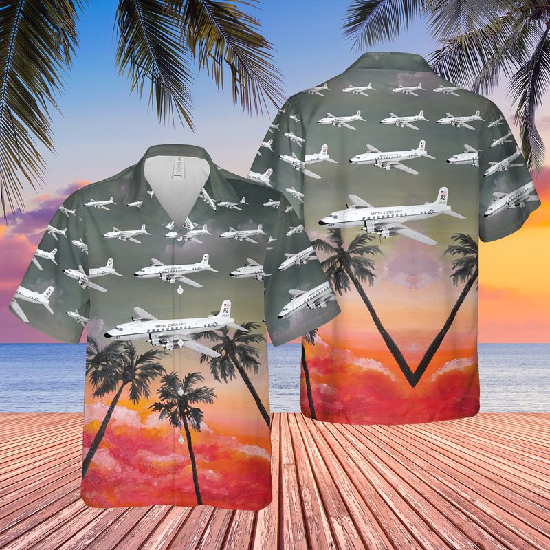 US Navy Douglas C-118 Liftmaster Of VR-21 Hawaiian Shirt