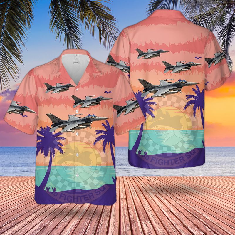 US Air Force 93rd Fighter Squadron F-16C Fighting Falcon Hawaiian Shirt