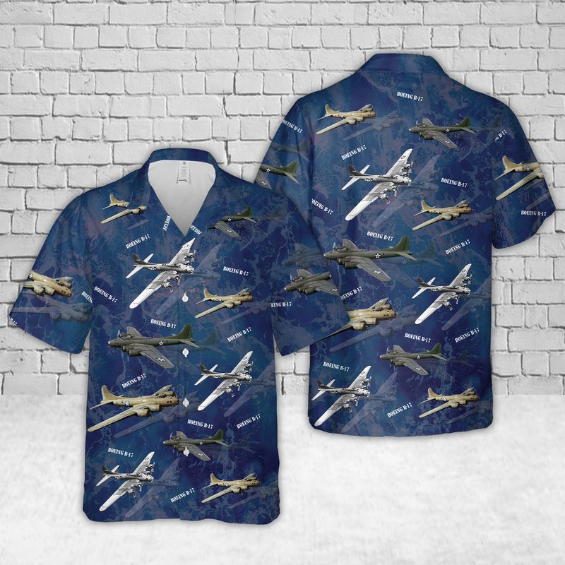 US Air Force Boeing B-17 Flying Fortress In WW2 Hawaiian Shirt
