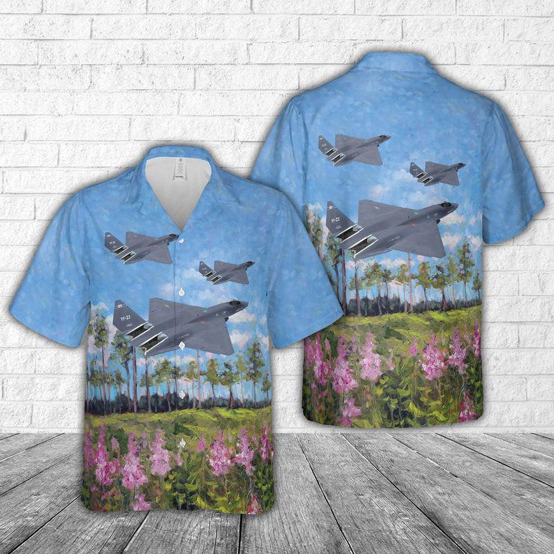 USAF Northrop YF-23 Black Widow Hawaiian Shirt
