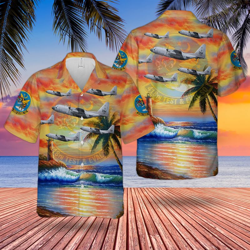 US Air Force 418th Test and Evaluation Squadron Lockheed EC-130H Compass Call Hawaiian Shirt
