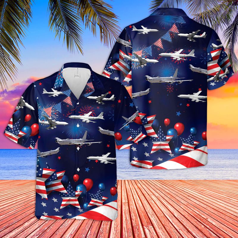 US Navy Boeing E-6 Mercury 4th Of July Hawaiian Shirt
