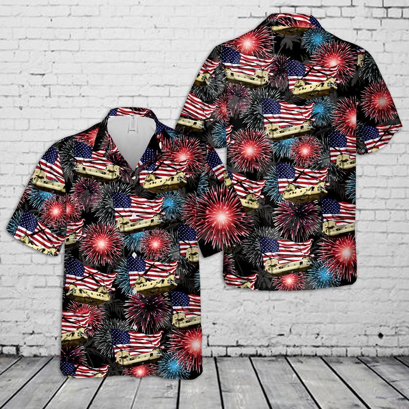 US Army Boeing CH-47 Chinook 4th Of July Hawaiian Shirt