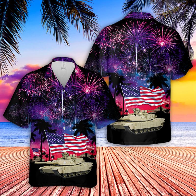US Army M1 Abrams Tank July 4th Hawaiian Shirt