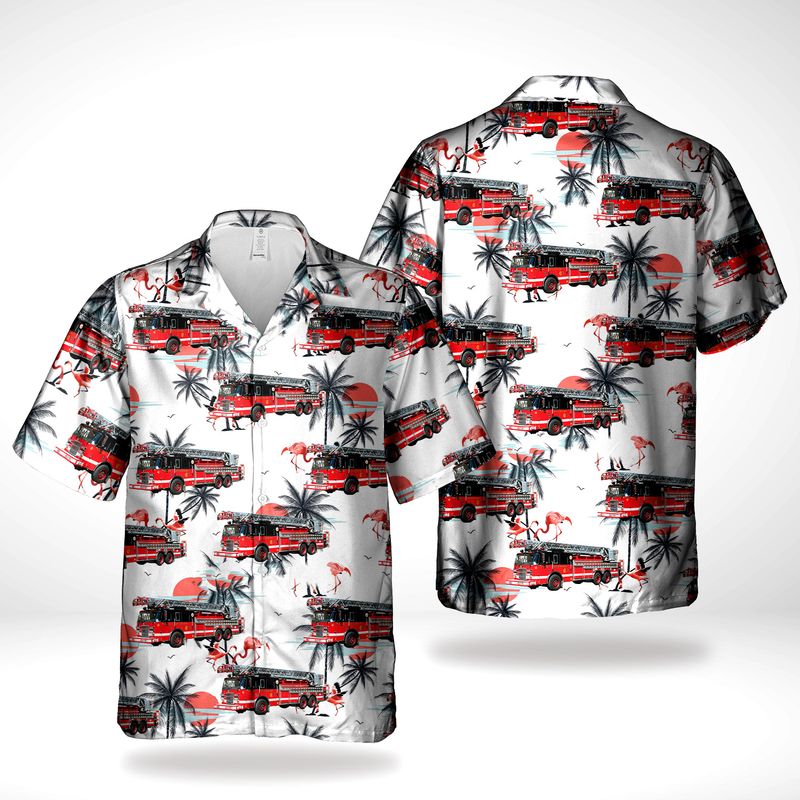 Chicago Fire Department CFD Fire Truck Hawaiian Shirt