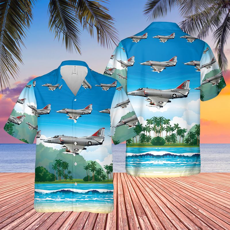 US Navy A-4E Skyhawk Of VA-164 Hawaiian Shirt