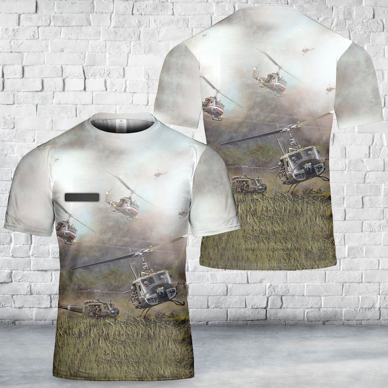 Custom Name US Army Bell UH-1 Huey T-Shirt 3D