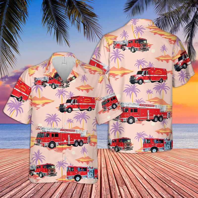 California Long Beach Fire Department Hawaiian Shirt