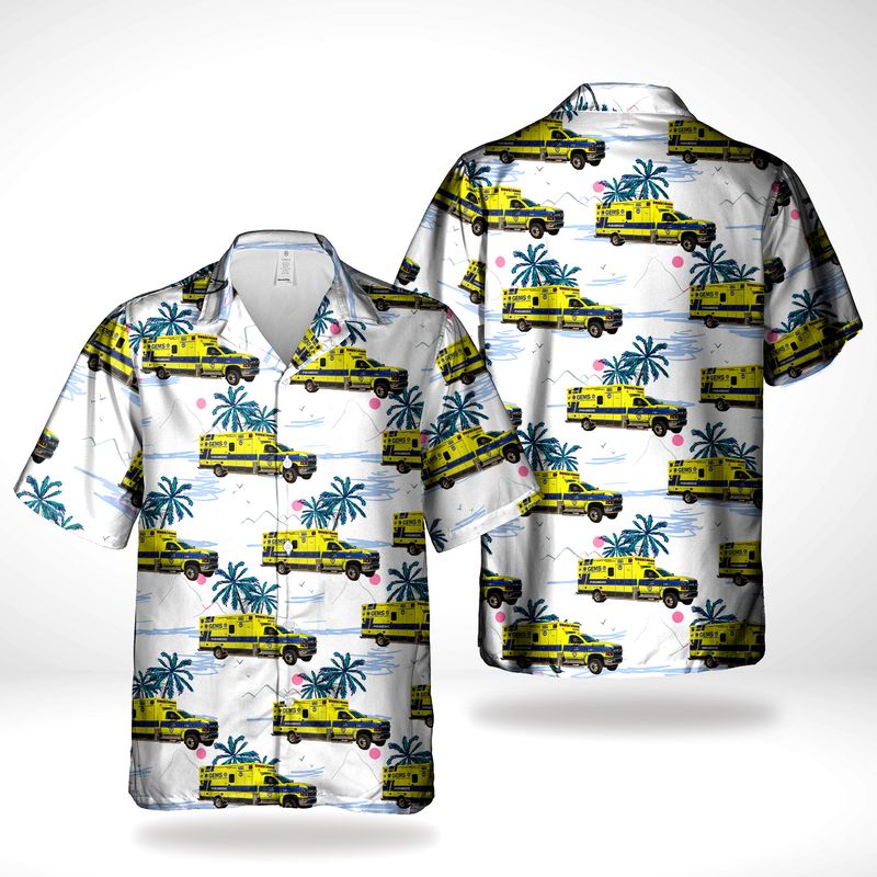Gaston Emergency Medical Services GEMS Ambulance Hawaiian Shirt