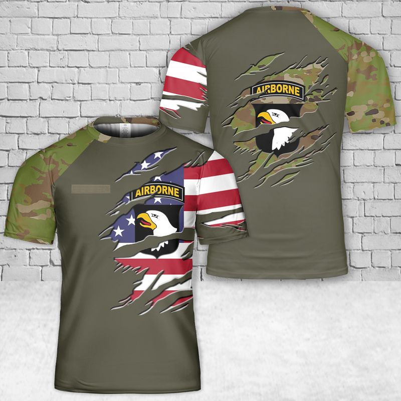 Custom Name US Army 101st Airborne Division T-Shirt 3D