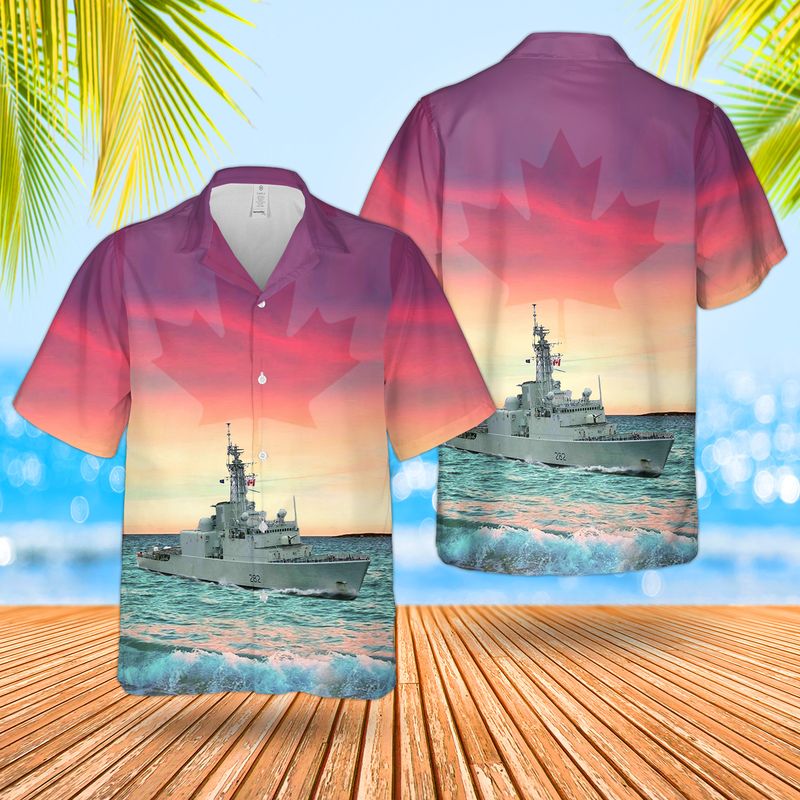 Royal Canadian Navy RCN HMCS Athabaskan DDG 282 Iroquois-class Guided Missile Destroyer Hawaiian Shirt