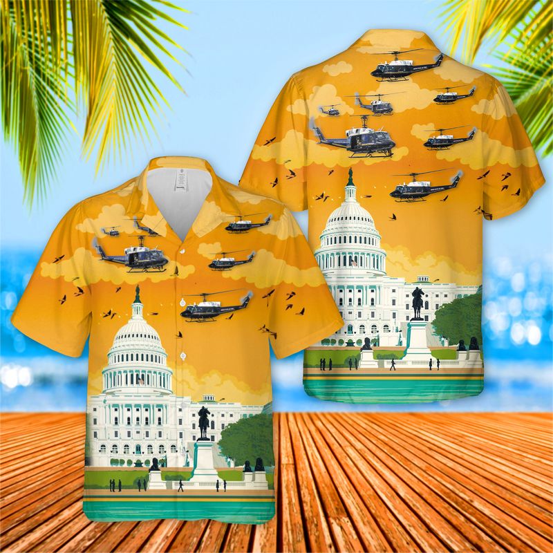 Bell UH-1N Twin Huey of the 1st Helicopter Squadron flying over Washington DC Hawaiian Shirt