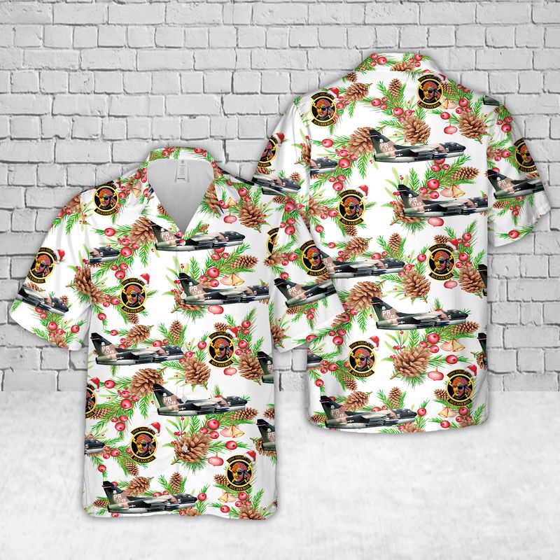 US Air Force Puerto Rico Air National Guard 198th Airlift Squadron LTV A-7D Corsair II Christmas Hawaiian Shirt
